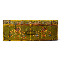 Vintage Indian Hand Painted Metal Travel Trunk Chest