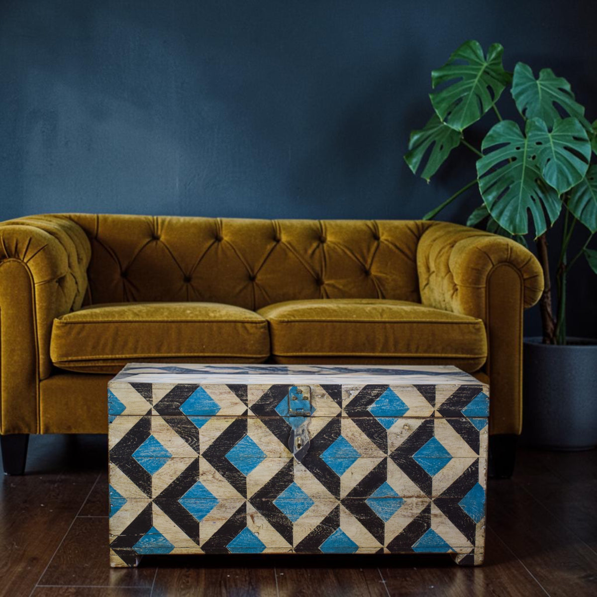 Hand Painted Vintage Chest Trunk Box