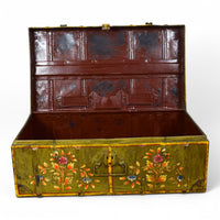 Vintage Indian Hand Painted Metal Travel Trunk Chest
