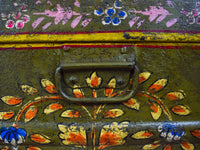 Vintage Indian Hand Painted Metal Travel Trunk Chest