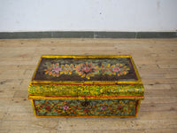 Vintage Indian Hand Painted Metal Travel Trunk Chest
