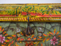 Vintage Indian Hand Painted Metal Travel Trunk Chest