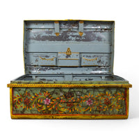 Vintage Indian Hand Painted Metal Travel Trunk Chest