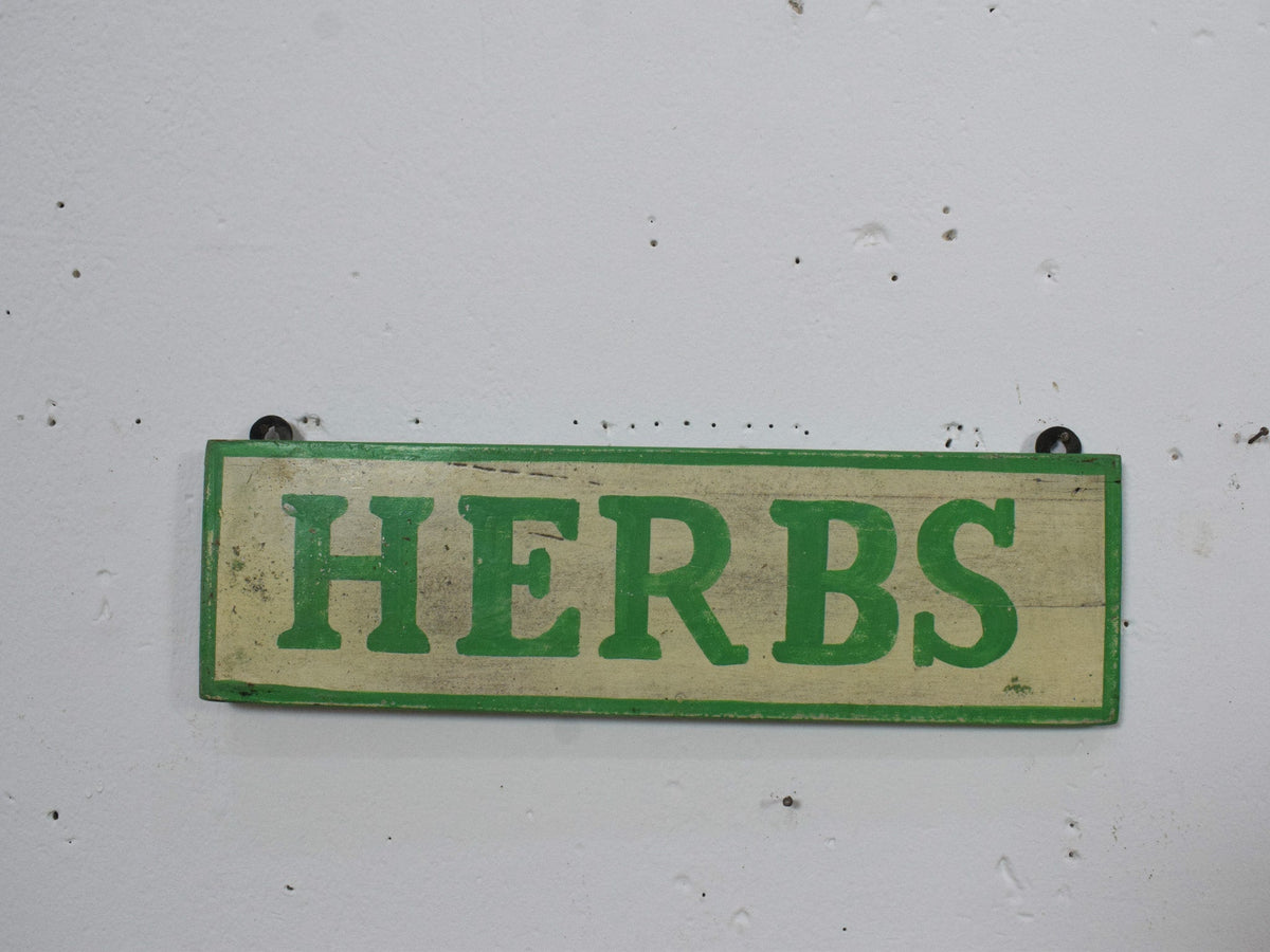 Hand Painted Vintage Design Wooden 'HERBS' Sign - SMALL 36 cm