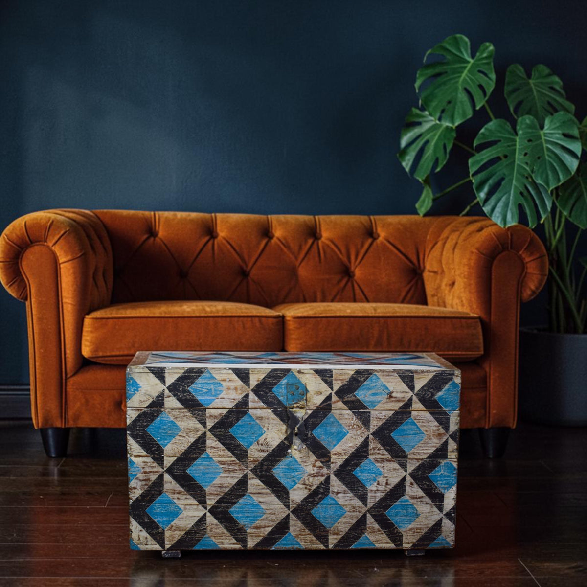 Hand Painted Vintage Chest Trunk Box