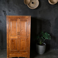Vintage Rustic Hard Wood Fitted Interior Cupboard Cabinet