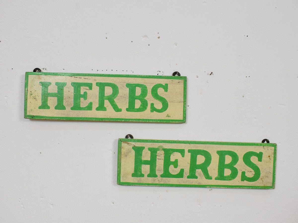 Hand Painted Vintage Design Wooden 'HERBS' Sign - SMALL 36 cm