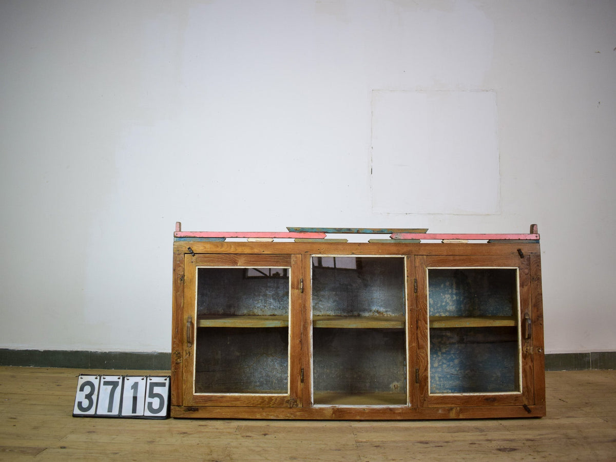 Vintage Worn Painted Rustic Cupboard Cabinet
