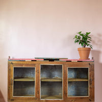 Vintage Worn Painted Rustic Cupboard Cabinet