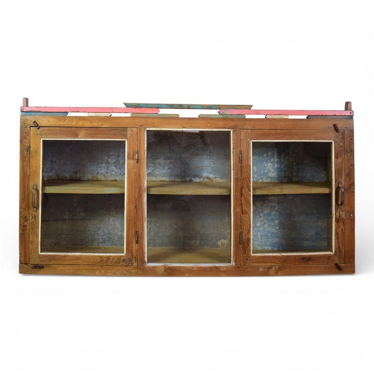 Vintage Worn Painted Rustic Cupboard Cabinet