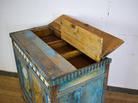 Vintage Worn Painted Cabinet With Vintage Tiles and Glass Painting