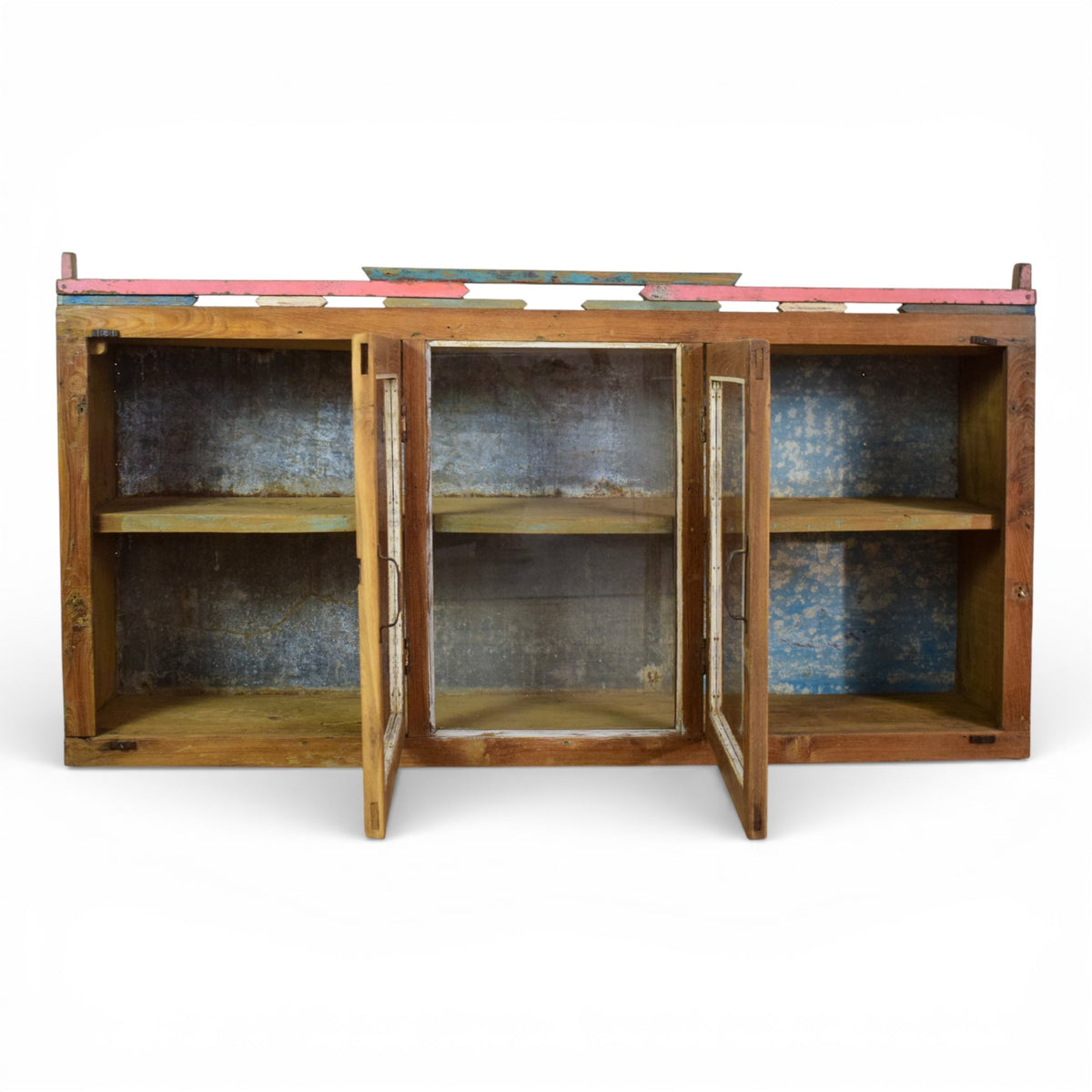 Vintage Worn Painted Rustic Cupboard Cabinet