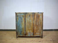 Vintage Worn Painted Cabinet With Vintage Tiles and Glass Painting