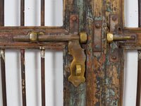 Pair of XL Antique Vintage Indian Wooden Iron Jali Doors Shutters