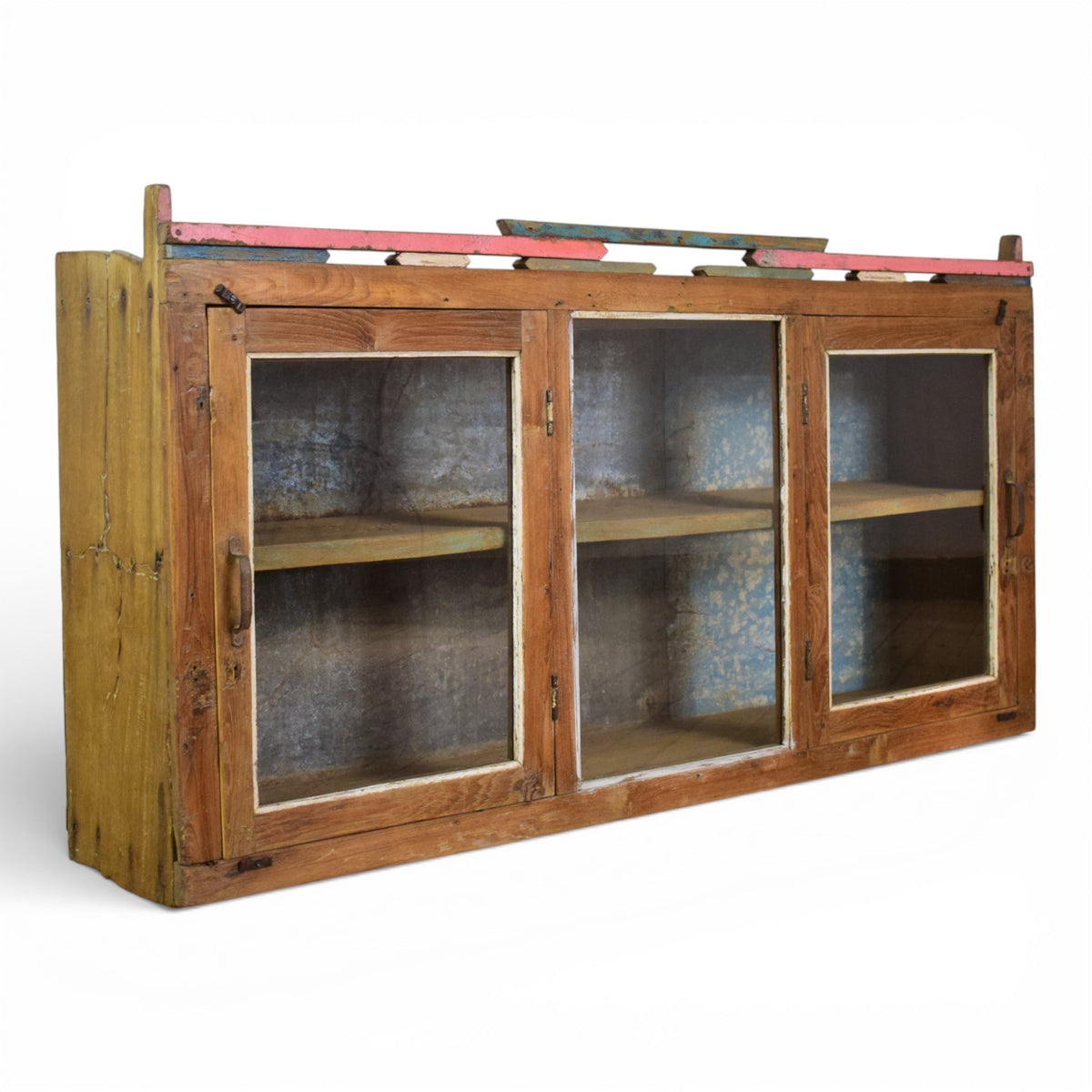 Vintage Worn Painted Rustic Cupboard Cabinet