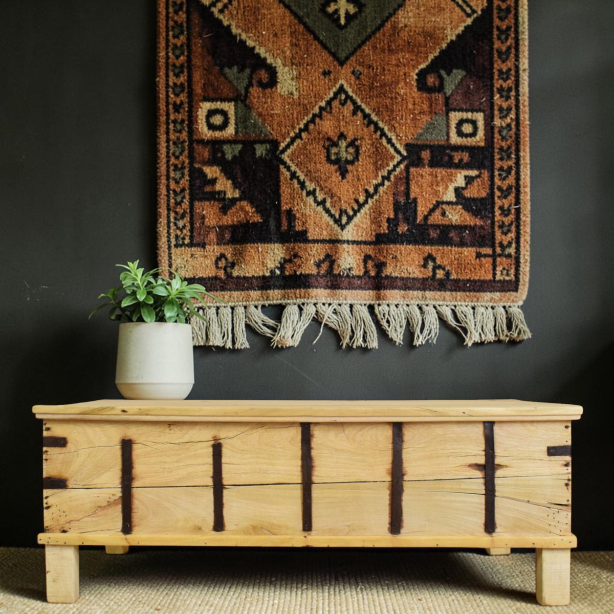 Vintage Rustic Wooden Chest Box Coffee Table