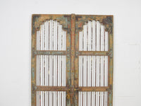Pair of XL Antique Vintage Indian Wooden Iron Jali Doors Shutters