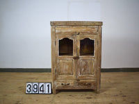 Vintage Worn Painted Rustic Cupboard Cabinet