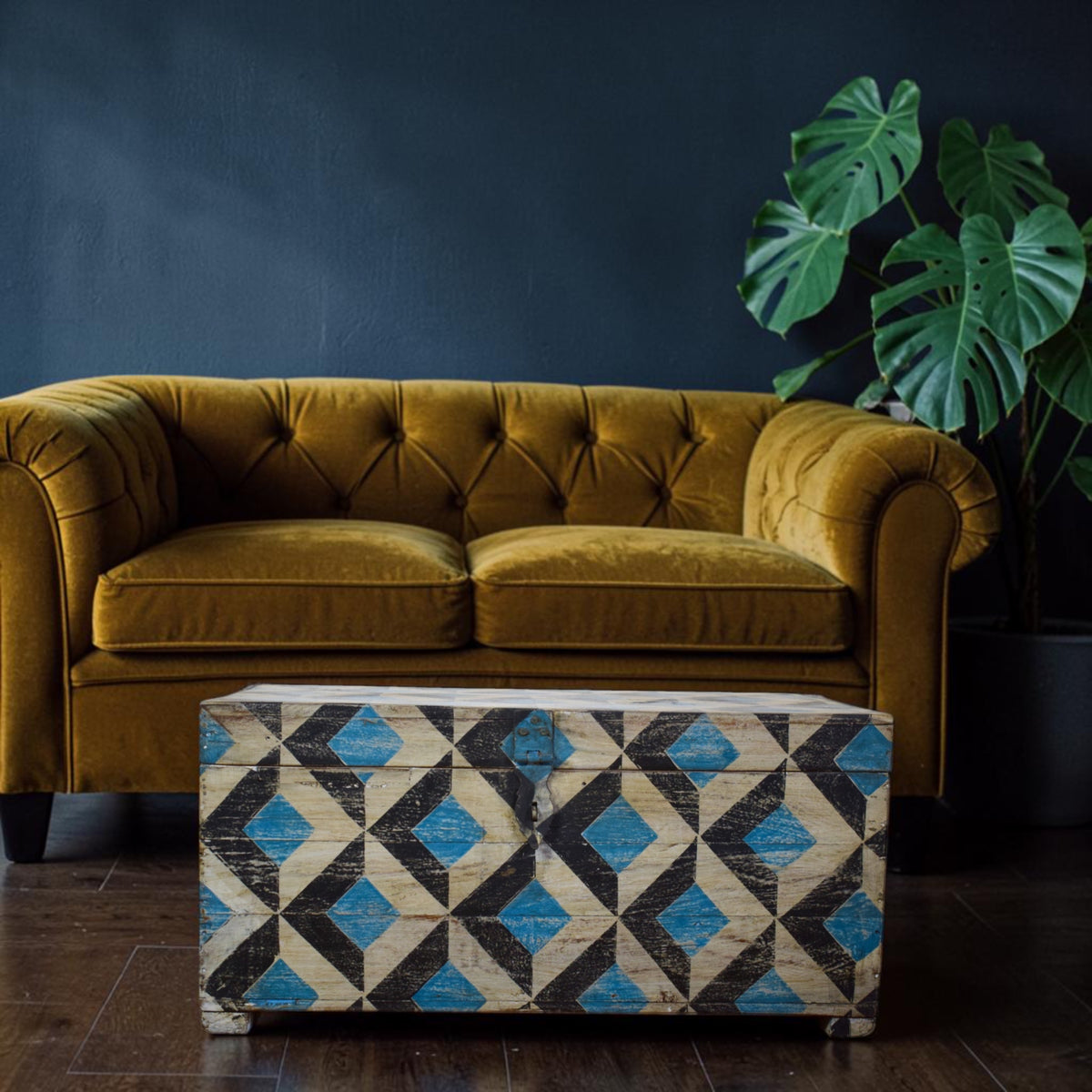 Hand Painted Vintage Chest Trunk Box