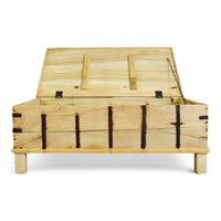 Vintage Rustic Wooden Chest Box Coffee Table