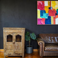 Vintage Worn Painted Rustic Cupboard Cabinet
