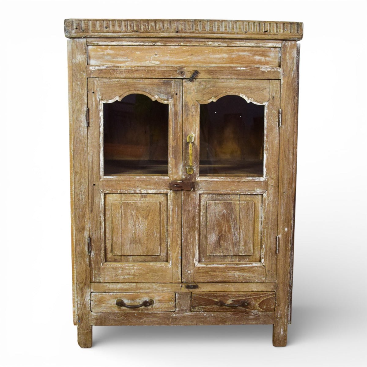 Vintage Worn Painted Rustic Cupboard Cabinet