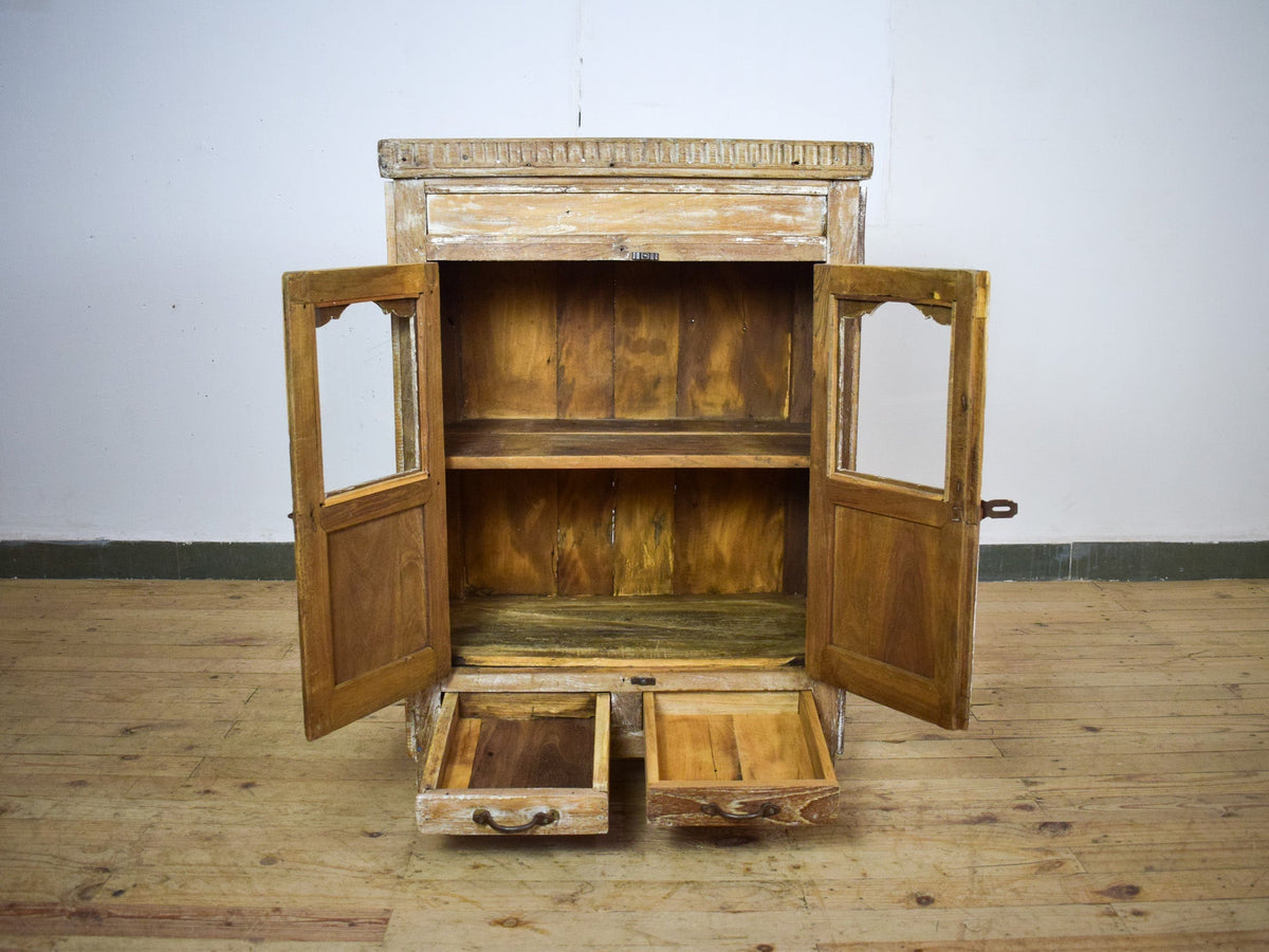 Vintage Worn Painted Rustic Cupboard Cabinet