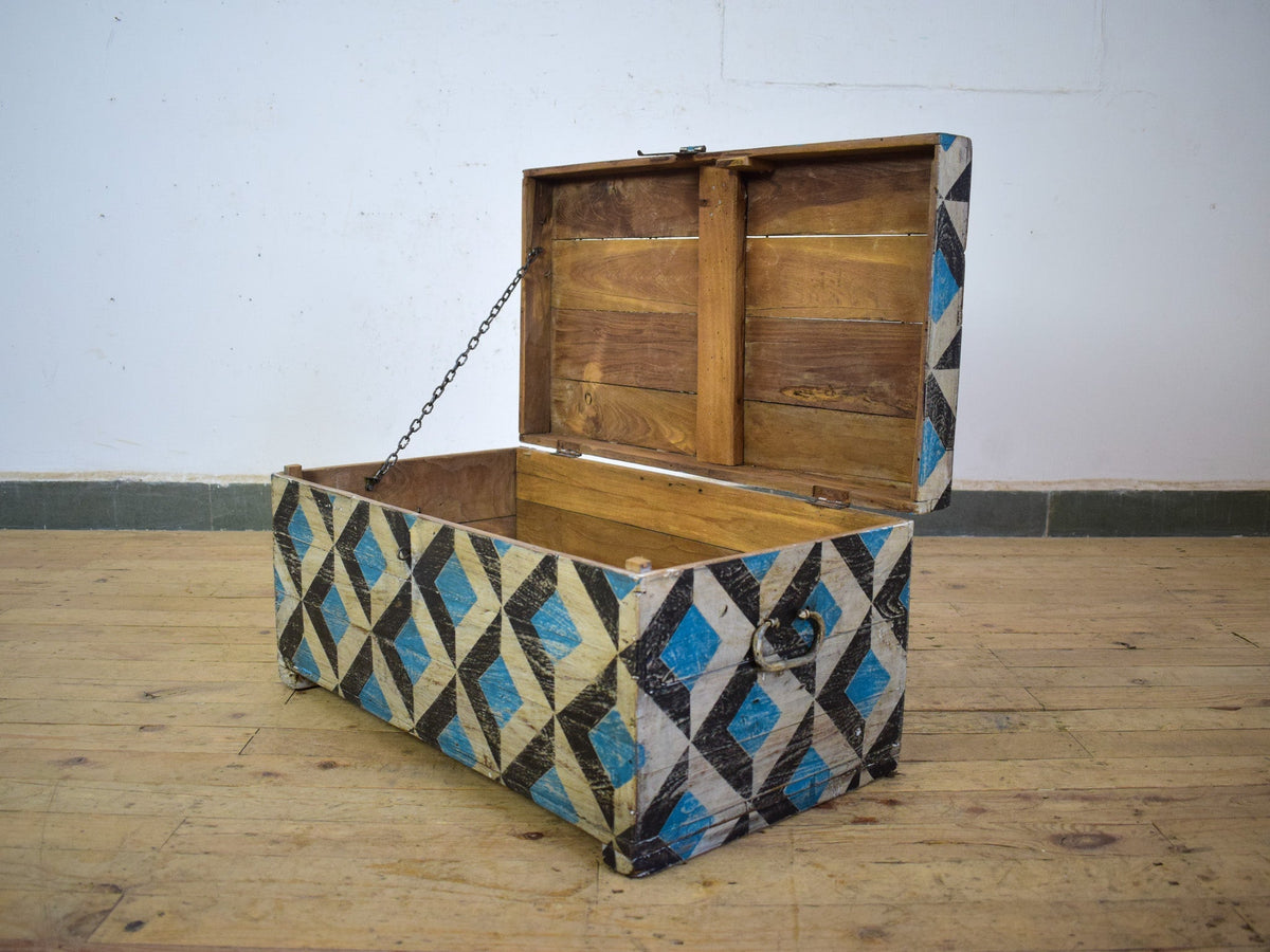 Hand Painted Vintage Chest Trunk Box
