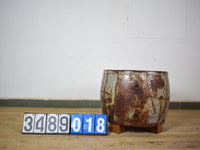 Vintage Metal Planter On Wooden Stand