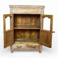Vintage Worn Painted Rustic Cupboard Cabinet