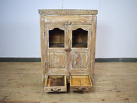 Vintage Worn Painted Rustic Cupboard Cabinet