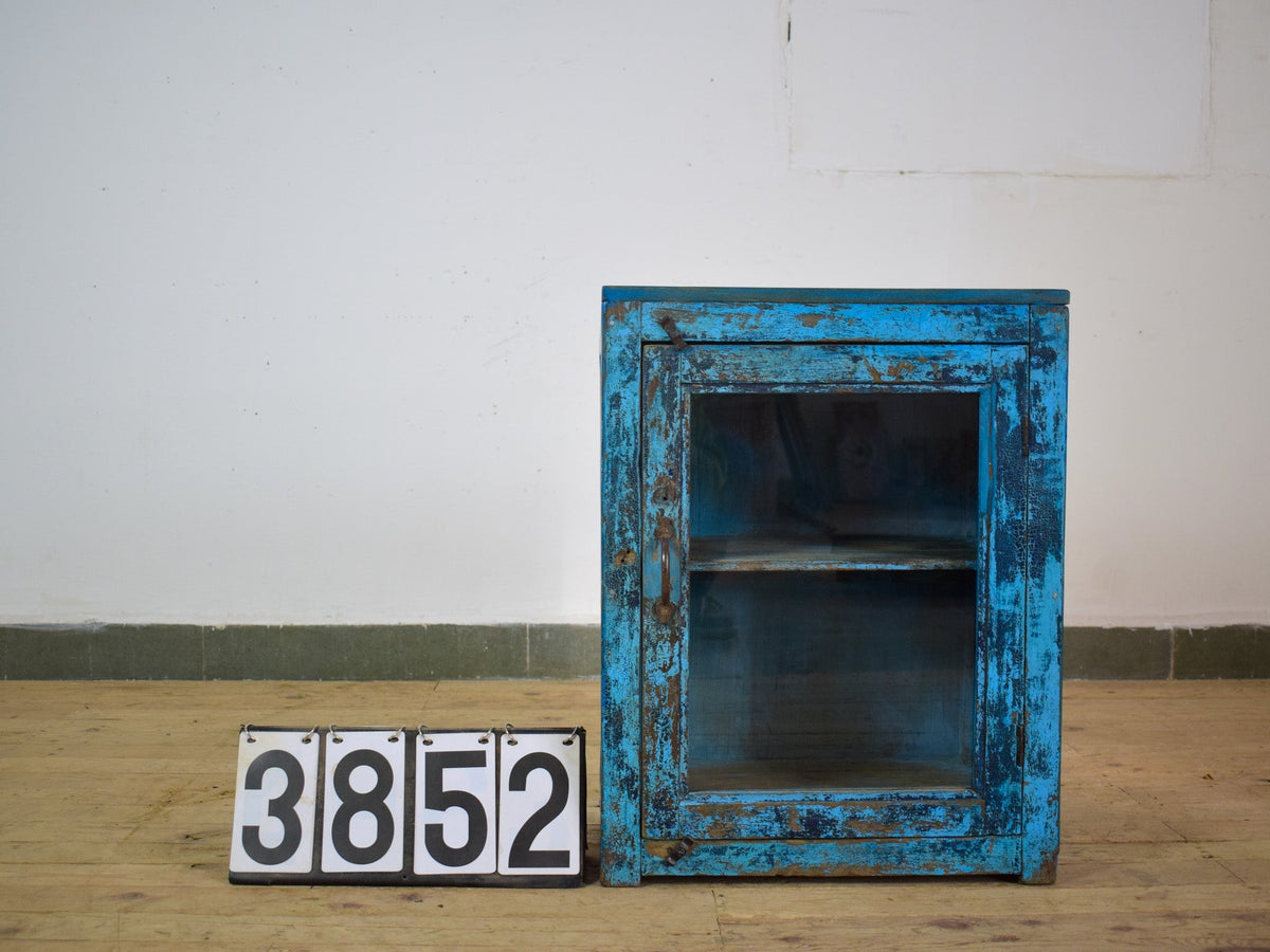 Vintage Worn Painted Rustic Cupboard Cabinet