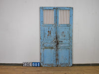 Pair of XL Antique Vintage Indian Wooden Iron Jali Doors Shutters