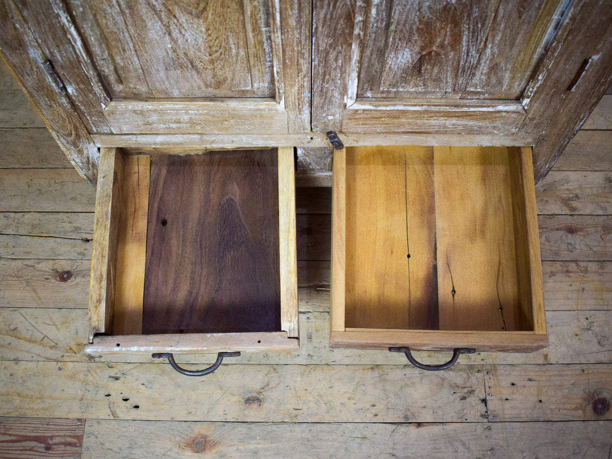 Vintage Worn Painted Rustic Cupboard Cabinet
