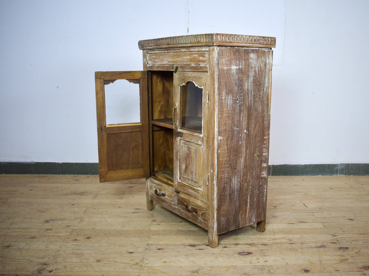 Vintage Worn Painted Rustic Cupboard Cabinet