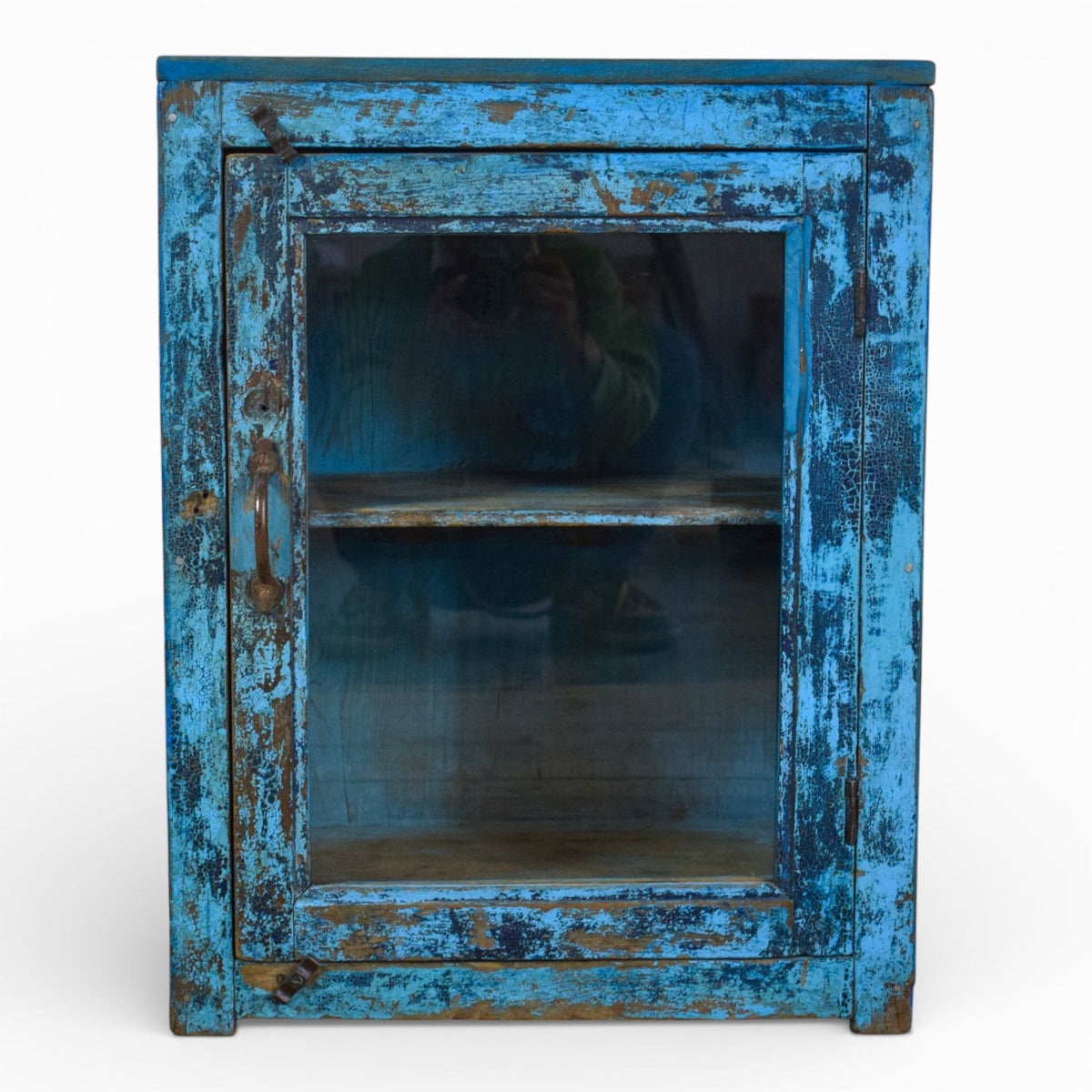 Vintage Worn Painted Rustic Cupboard Cabinet