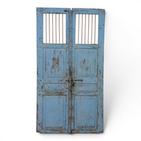 Pair of XL Antique Vintage Indian Wooden Iron Jali Doors Shutters
