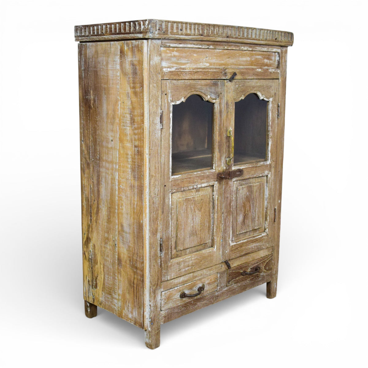 Vintage Worn Painted Rustic Cupboard Cabinet