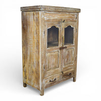 Vintage Worn Painted Rustic Cupboard Cabinet