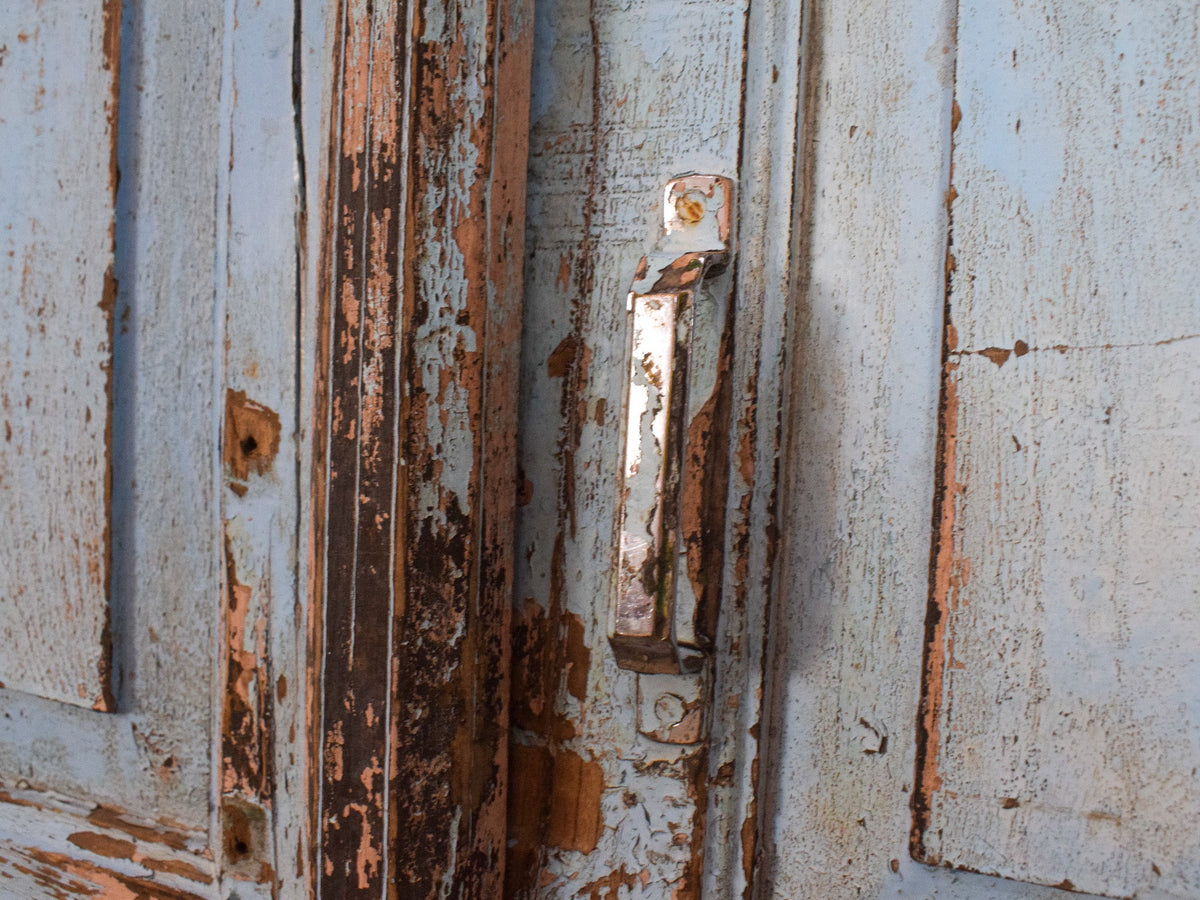 Pair of XL Antique Vintage Indian Wooden Iron Jali Doors Shutters