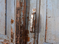 Pair of XL Antique Vintage Indian Wooden Iron Jali Doors Shutters