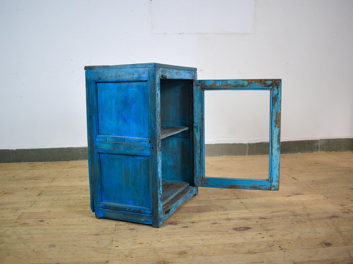 Vintage Worn Painted Rustic Cupboard Cabinet