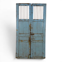 Pair of XL Antique Vintage Indian Wooden Iron Jali Doors Shutters