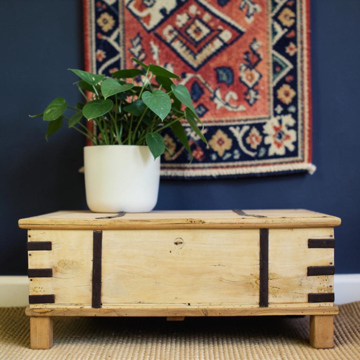 Vintage Rustic Wooden Chest Box Coffee Table