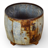 Vintage Metal Planter On Wooden Stand