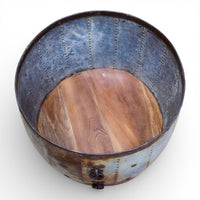 Vintage Metal Planter On Wooden Stand