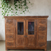 Vintage Indian Rustic Hardwood Sideboard Cupboard Drawers Storage