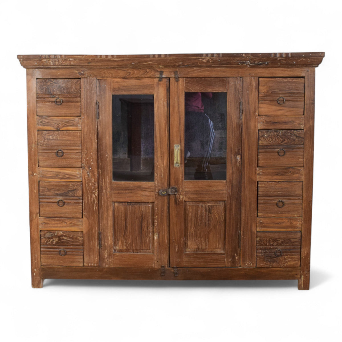 Vintage Indian Rustic Hardwood Sideboard Cupboard Drawers Storage