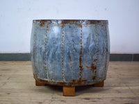 Vintage Metal Planter On Wooden Stand