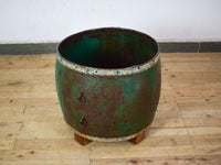 Vintage Metal Planter On Wooden Stand